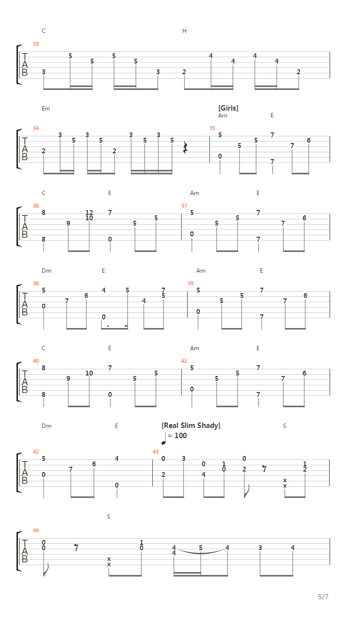 10 Songs (arr. by Kaminari)吉他谱