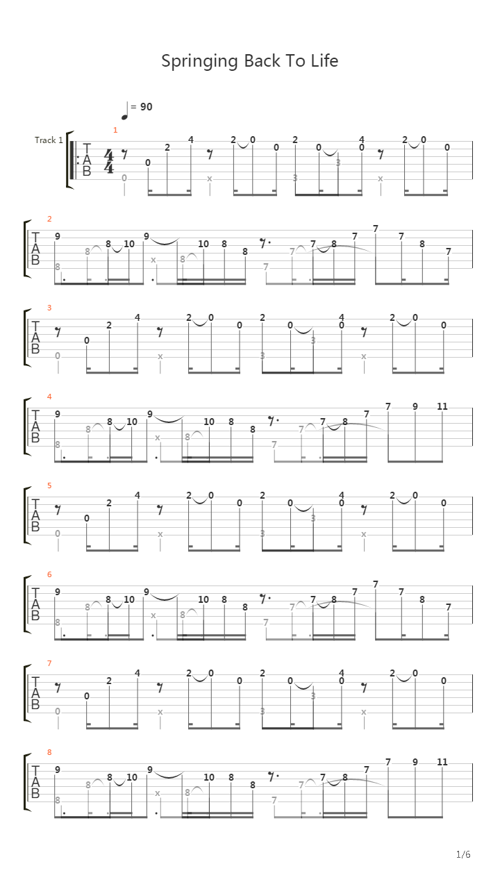 Springing Back To Life吉他谱