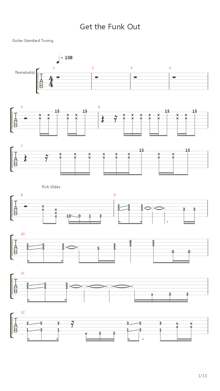 Get the Funk Out (Solo)吉他谱