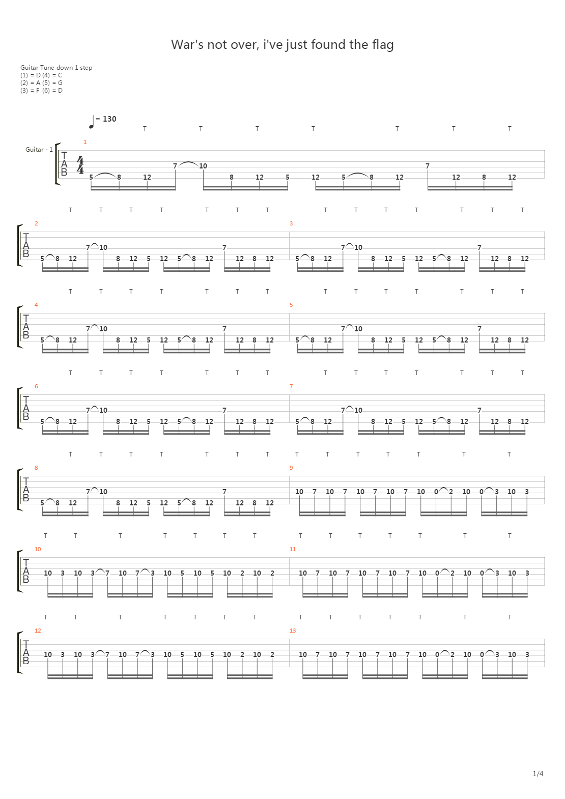 War's Not Over, I've Just Found The Flag吉他谱