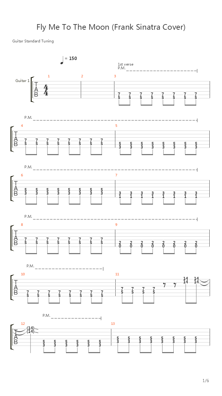 Fly Me To The Moon (Rock cover by EvEning)吉他谱