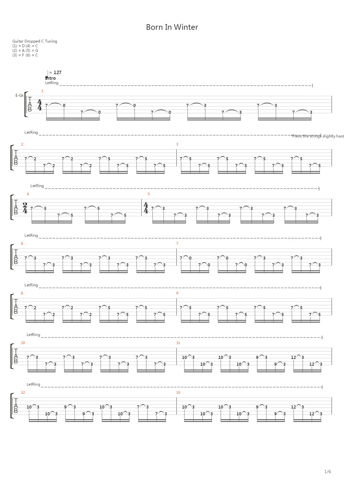 Born In Winter吉他谱