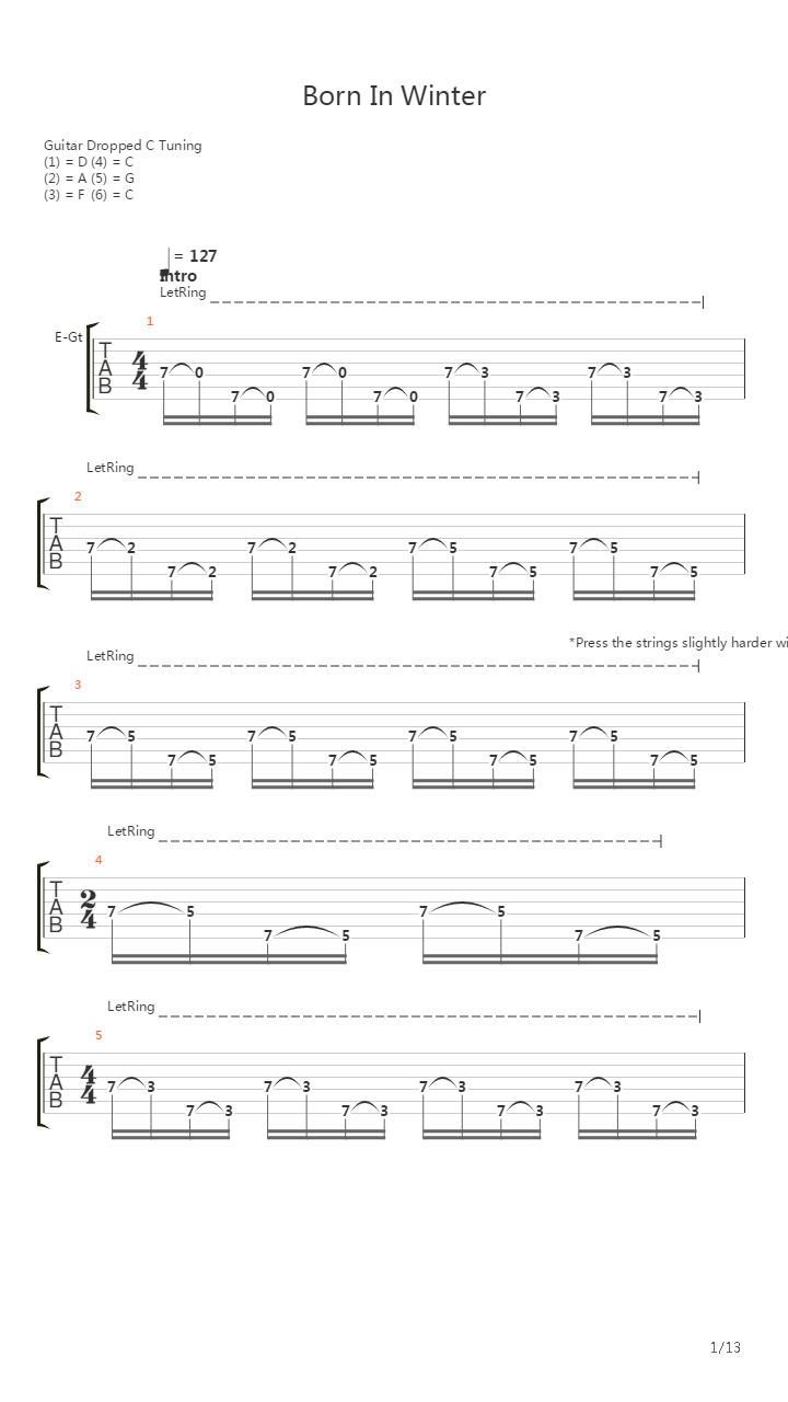Born In Winter吉他谱