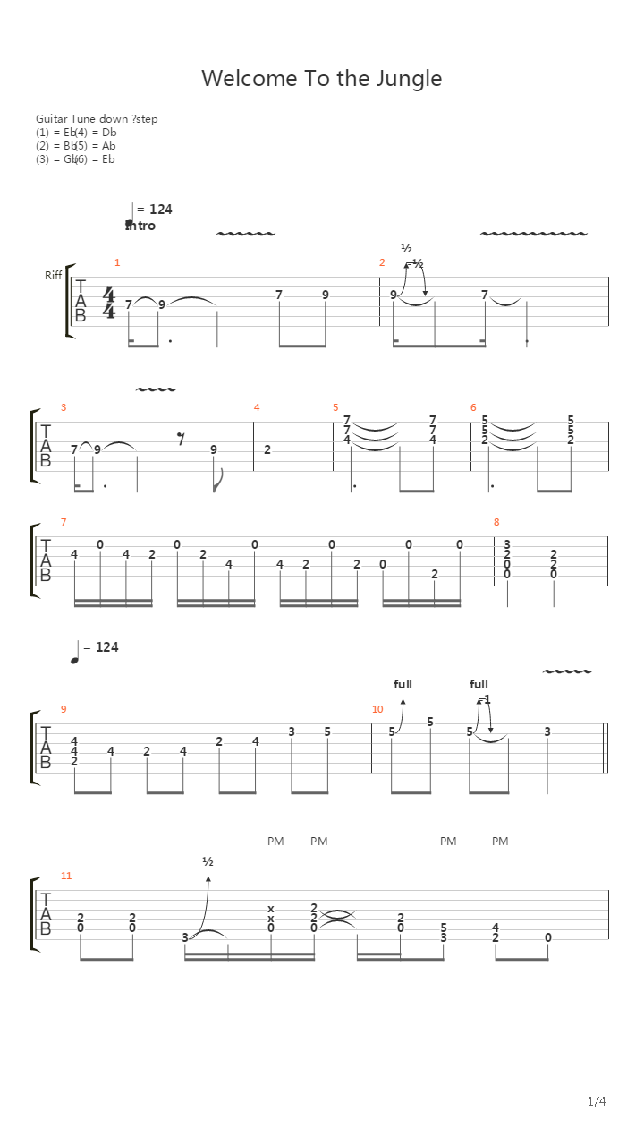 Welcome to the Jungle (Guitar Riffs by Nicola Pastori)吉他谱