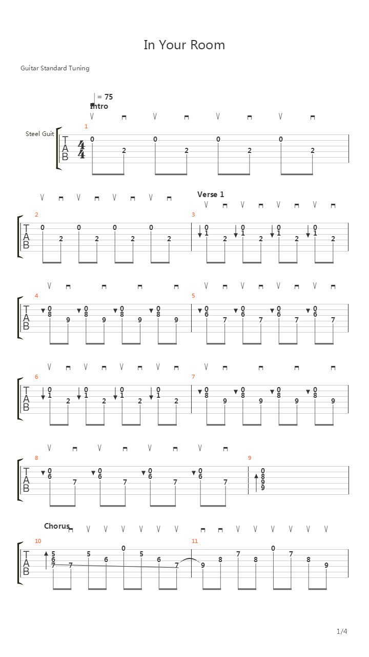 In Your Room吉他谱