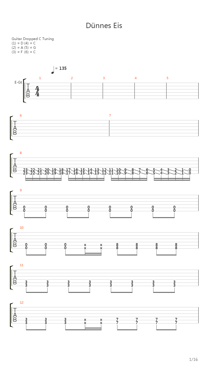 Dünnes Eis吉他谱