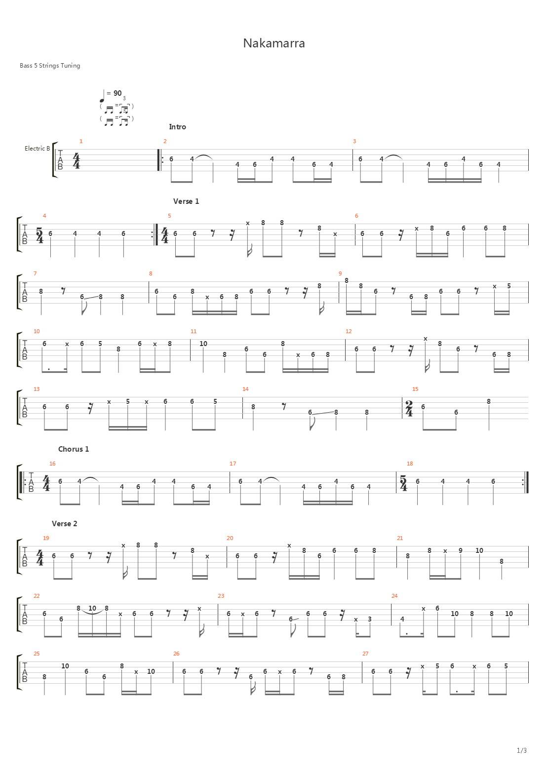Nakamarra (Bass Line)吉他谱