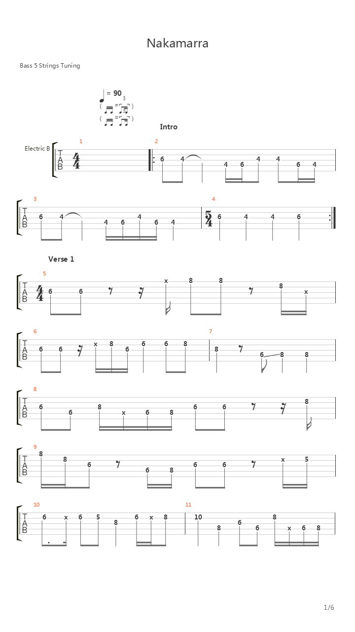 Nakamarra (Bass Line)吉他谱