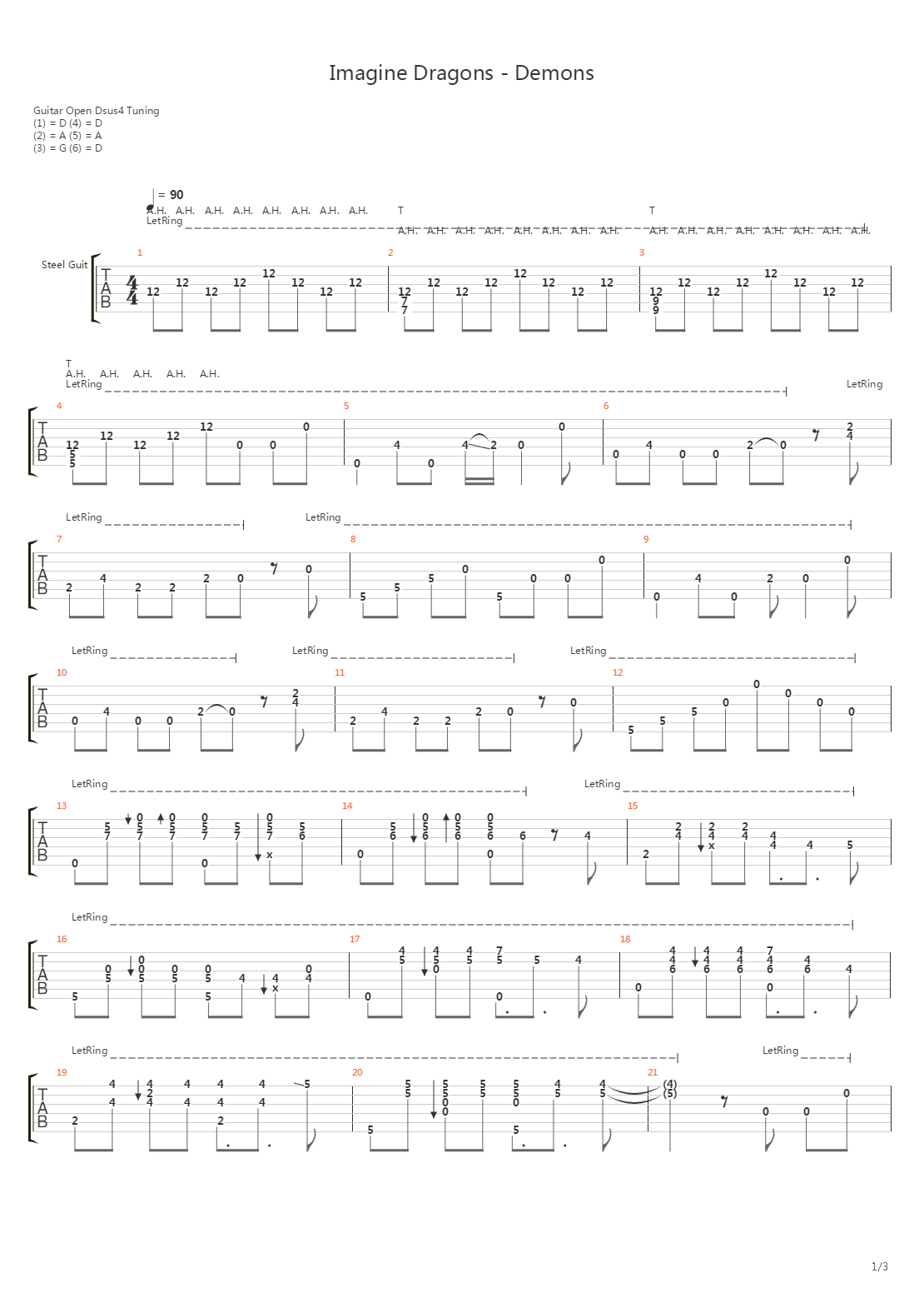 Demons (Аранжировка Мироненко Артем)吉他谱
