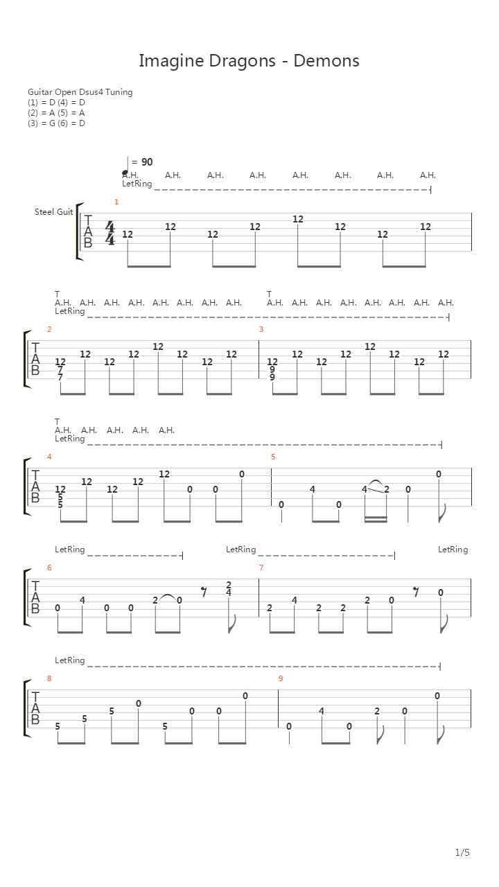 Demons (Аранжировка Мироненко Артем)吉他谱