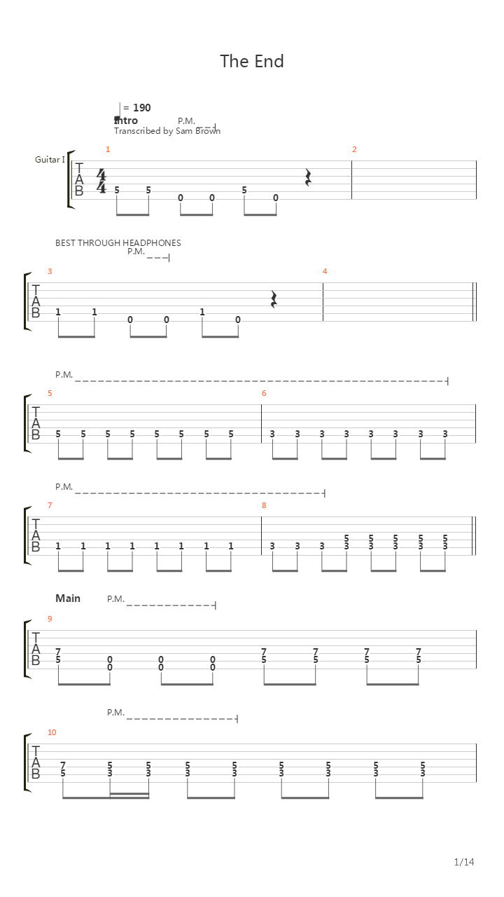 The End吉他谱