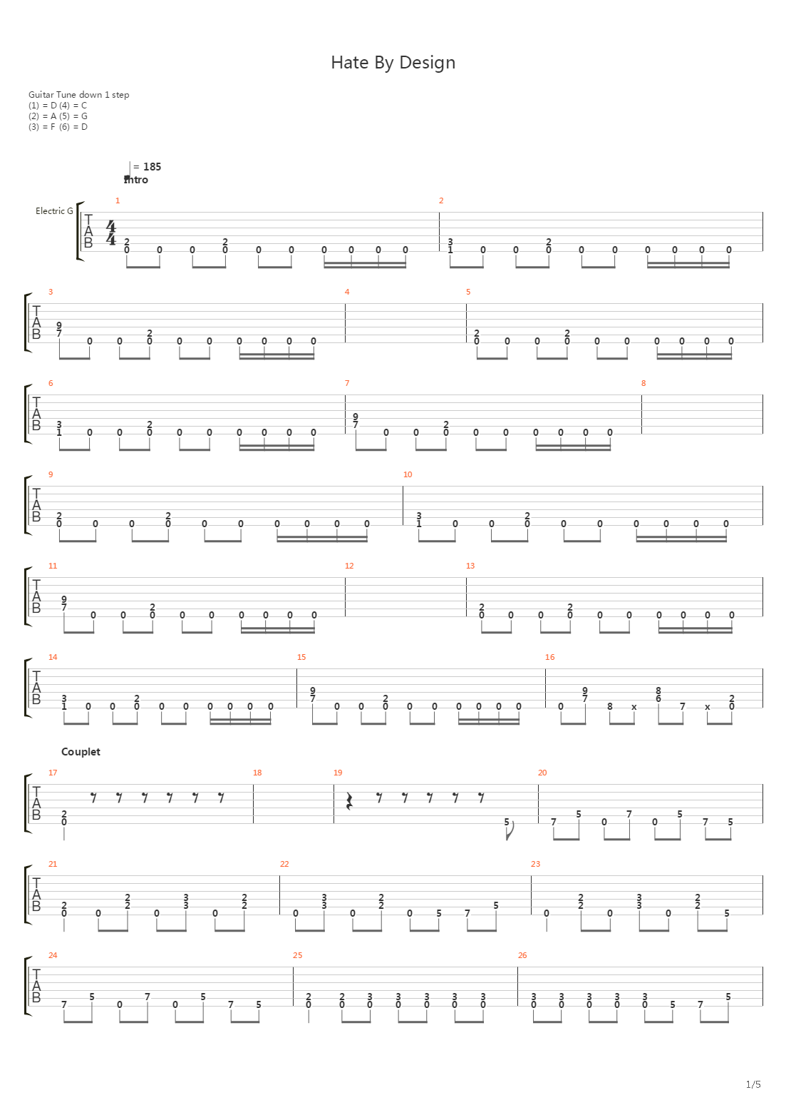 Hate By Design吉他谱