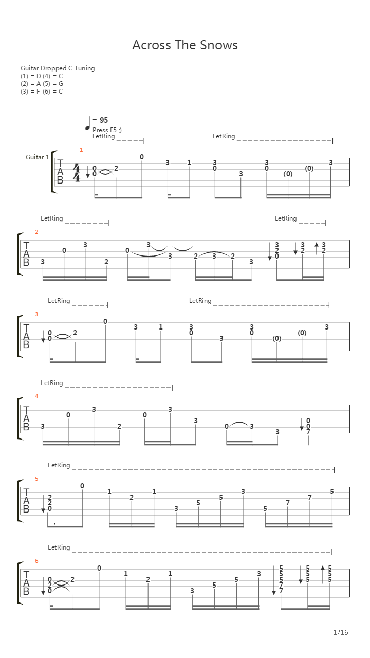 Across The Snows吉他谱