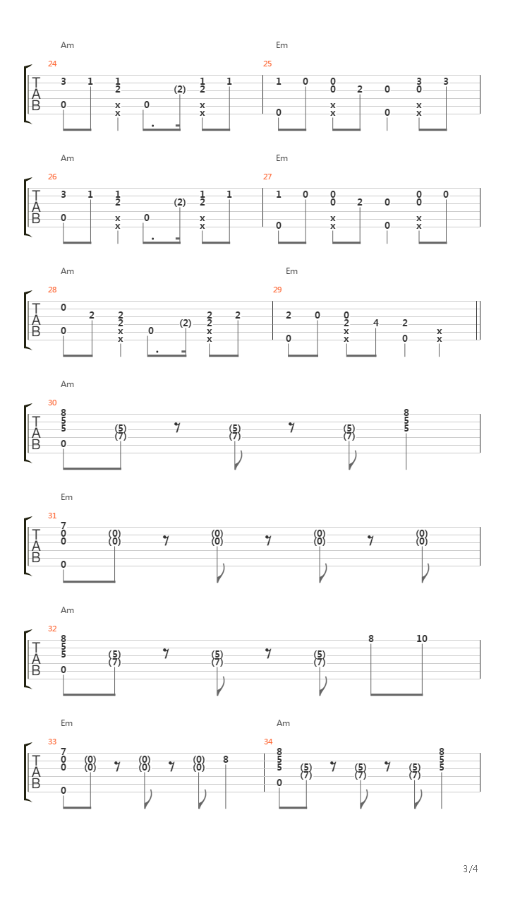 Красавица (На Гитаре от Kaminari)吉他谱