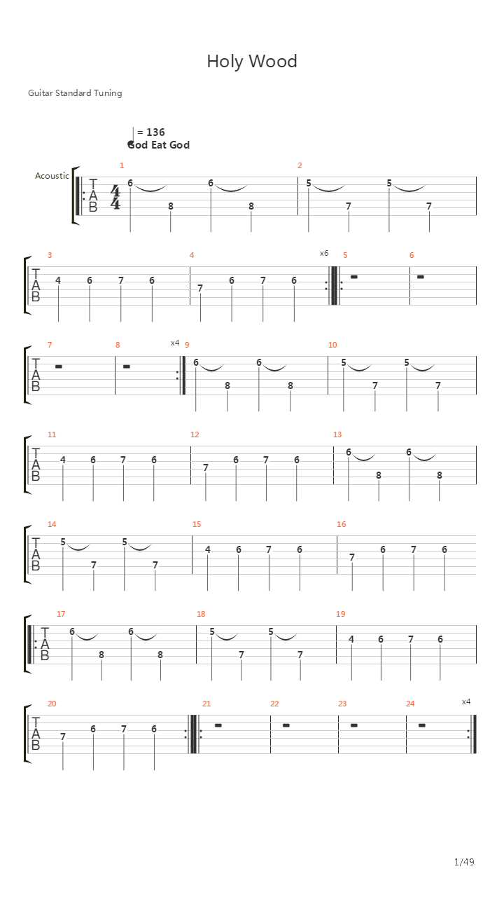 Holy Wood吉他谱