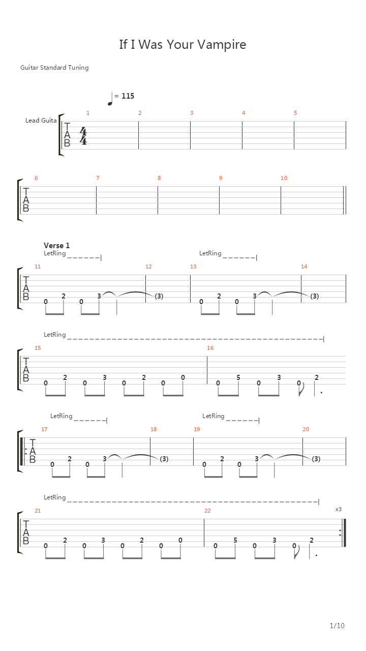If I Was Your Vampire (Cover by Dmitriy Chertov)吉他谱