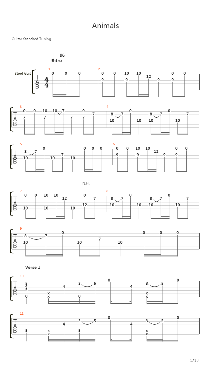 Animals (Fingerstyle)吉他谱