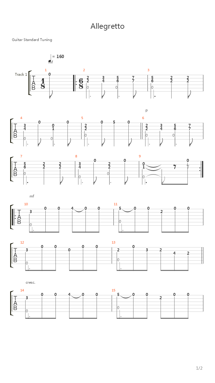 Allegretto from 3 part in A-dur吉他谱