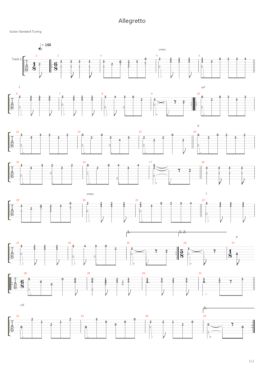 Allegretto from 3 part in D-dur吉他谱