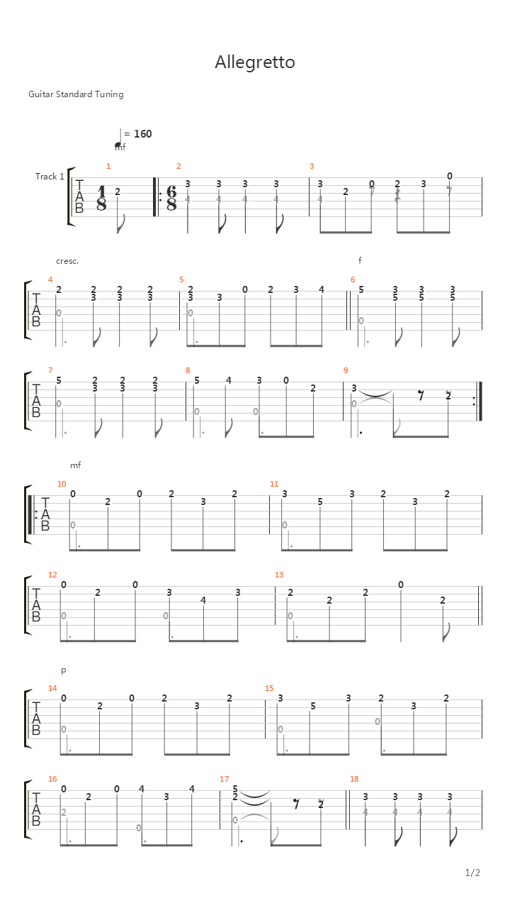 Allegretto from 3 part in D-dur吉他谱