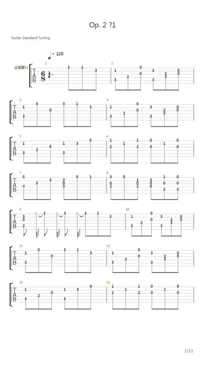 Opus 2 No 1吉他谱