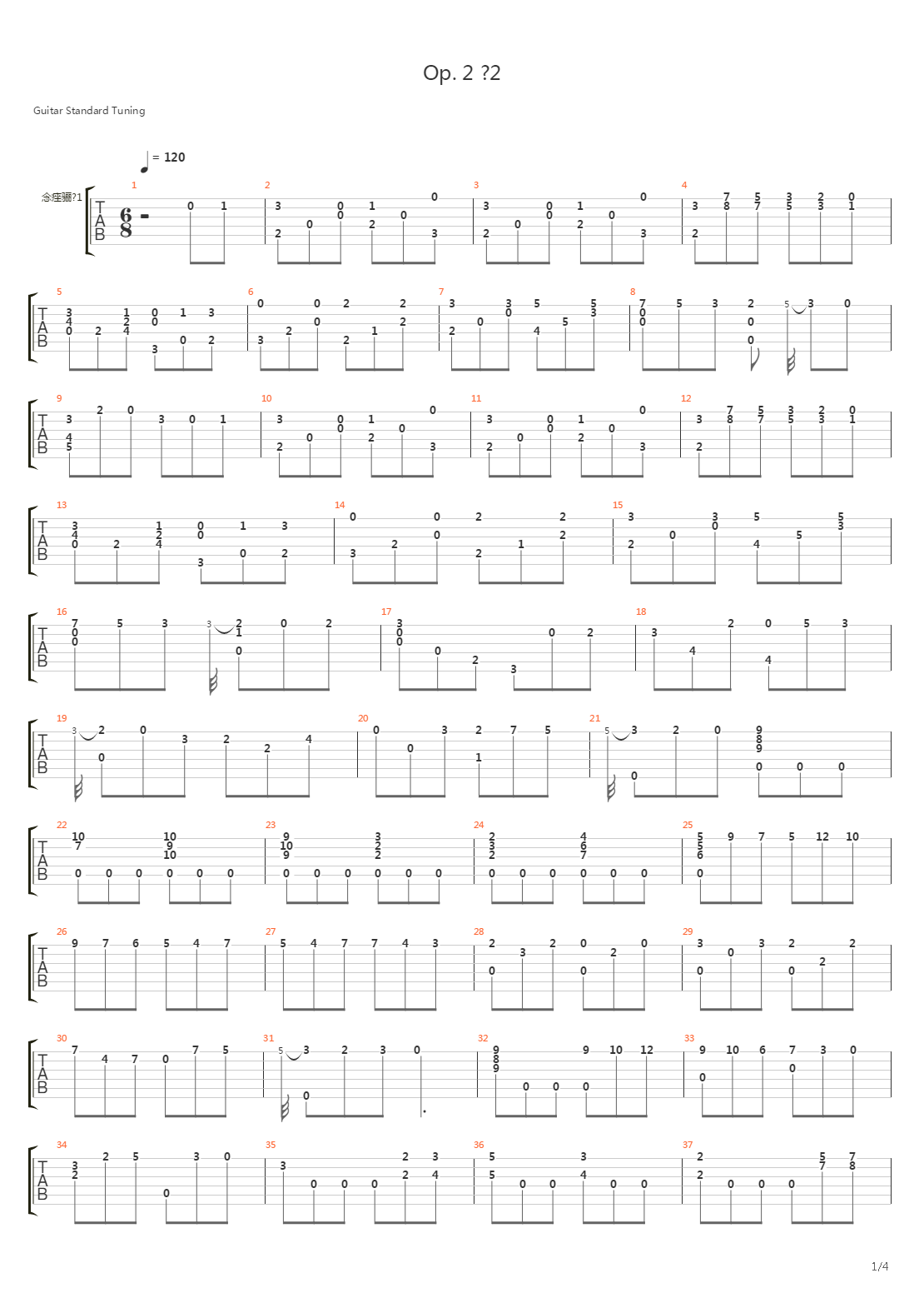 Opus 2 No 2吉他谱