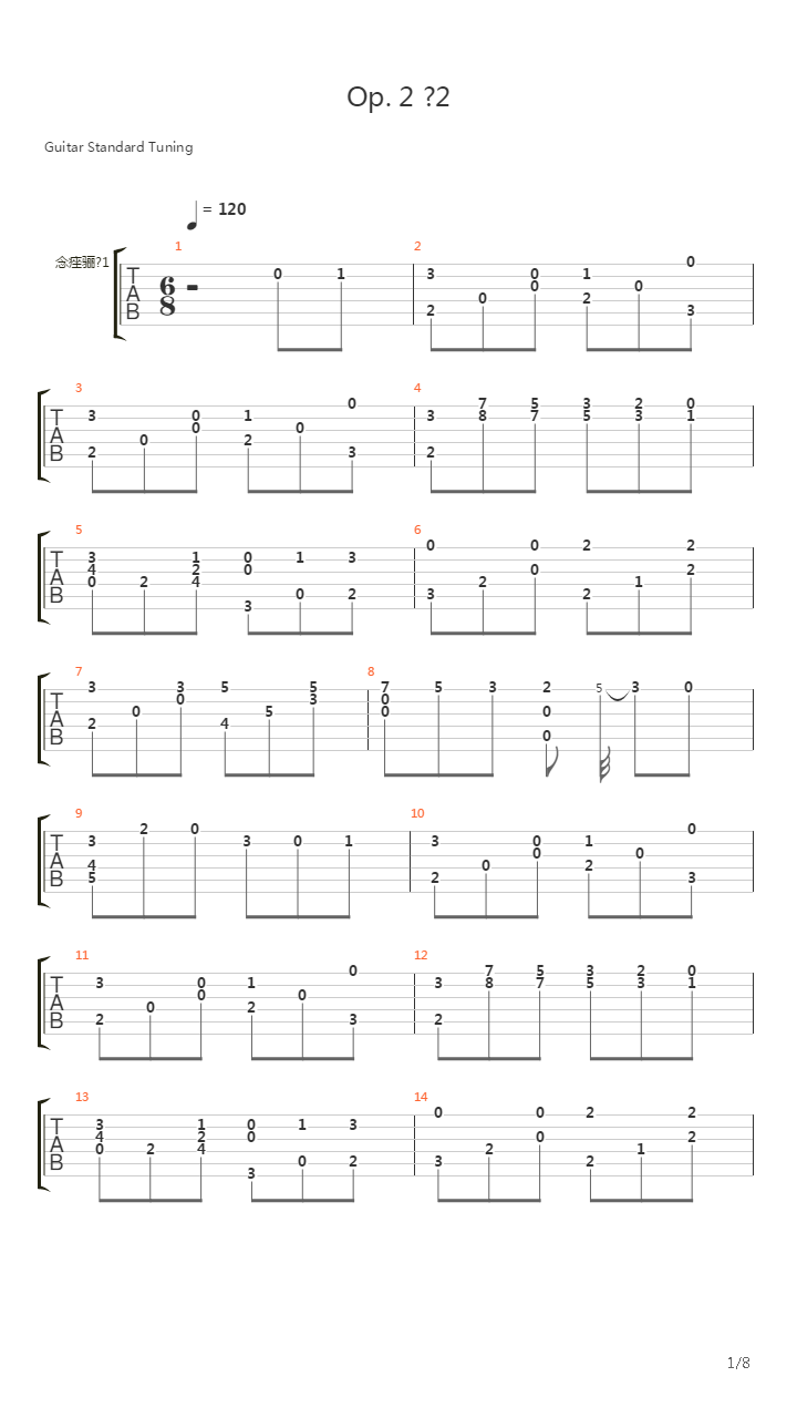 Opus 2 No 2吉他谱