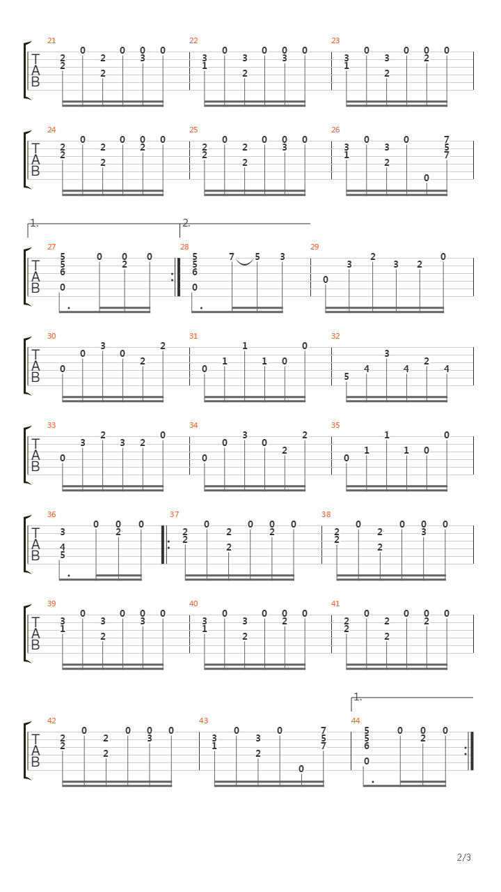 Opus 3 No 2吉他谱