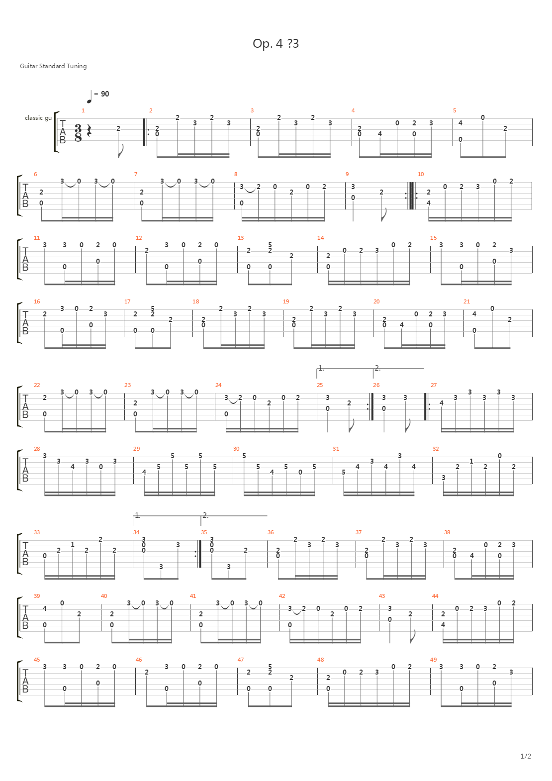 Opus 4 No 3吉他谱