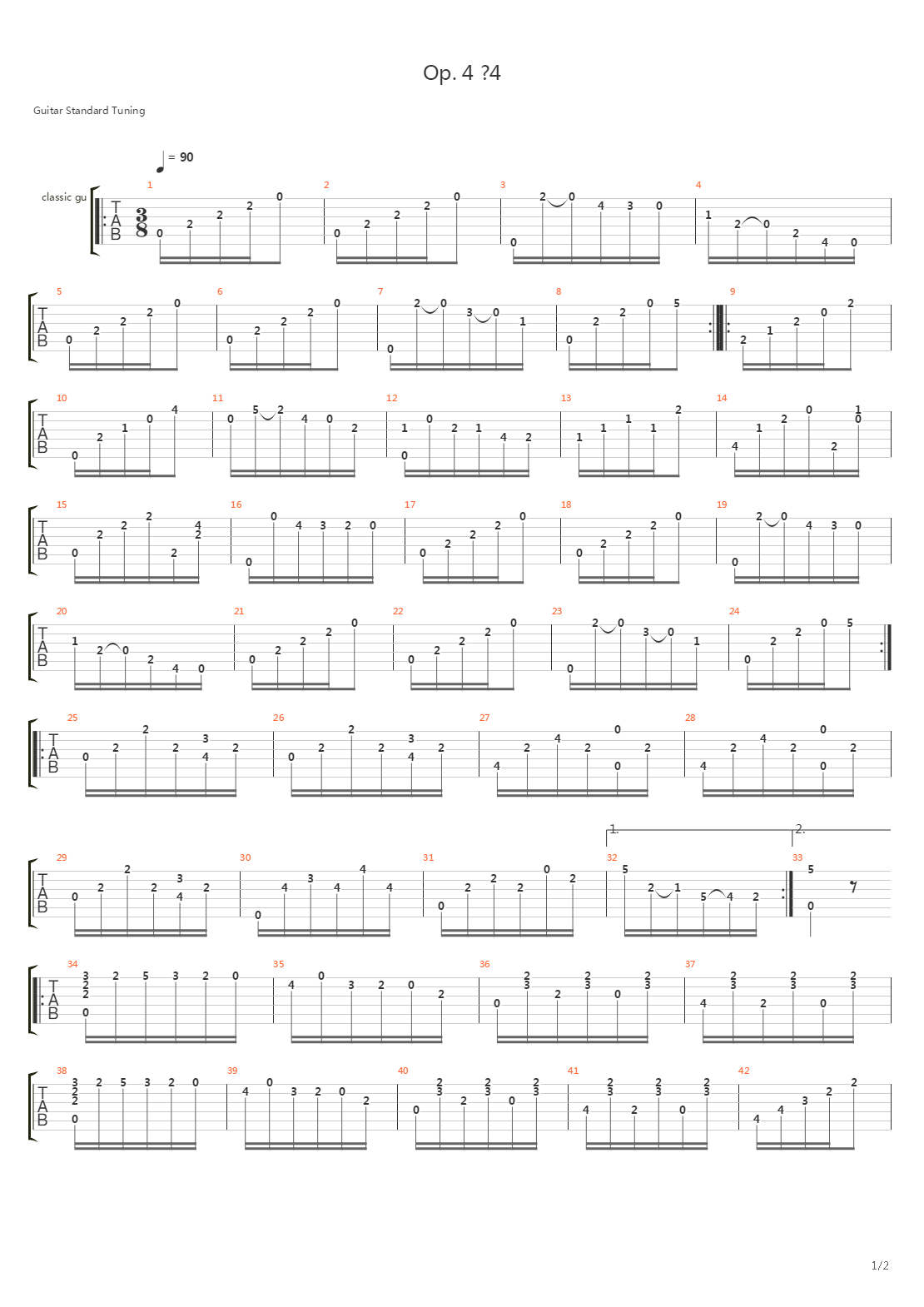 Opus 4 No 4吉他谱