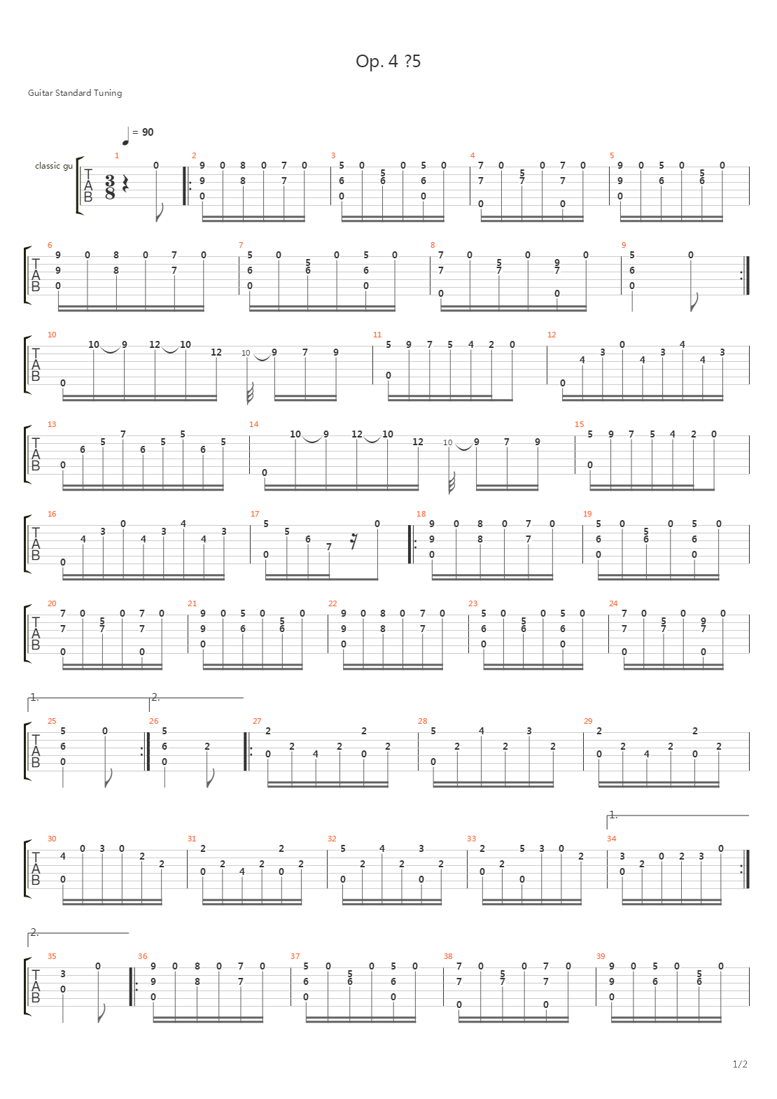 Opus 4 No 5吉他谱