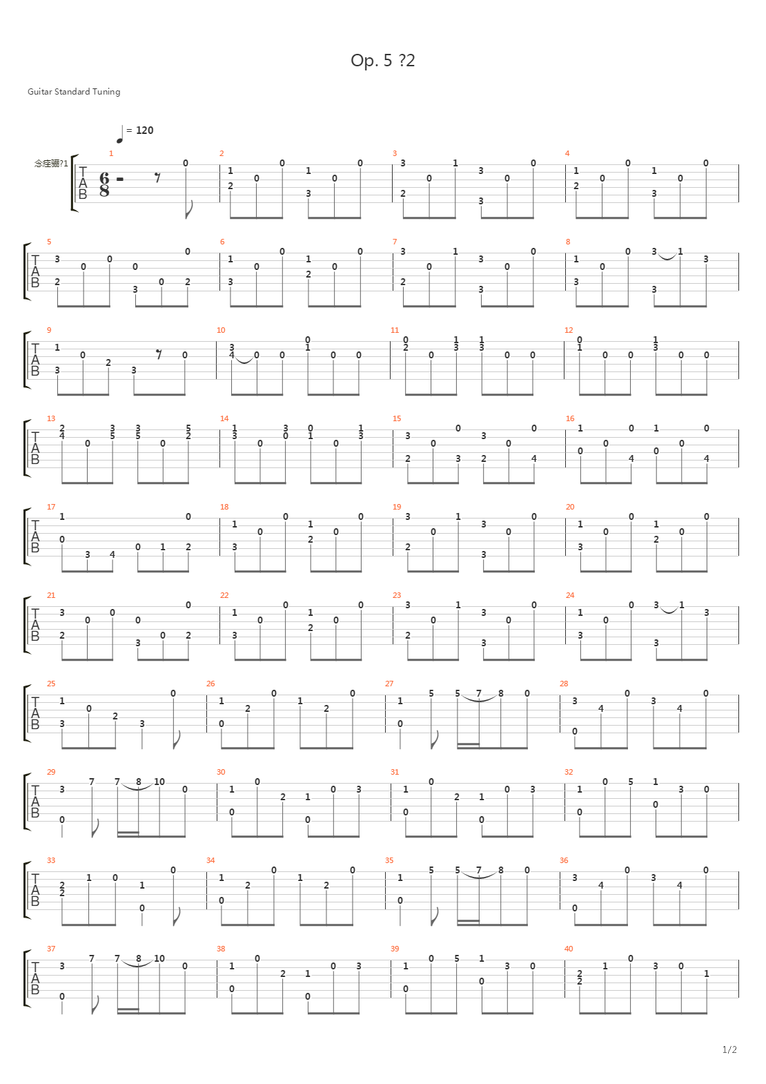 Opus 5 No 2吉他谱