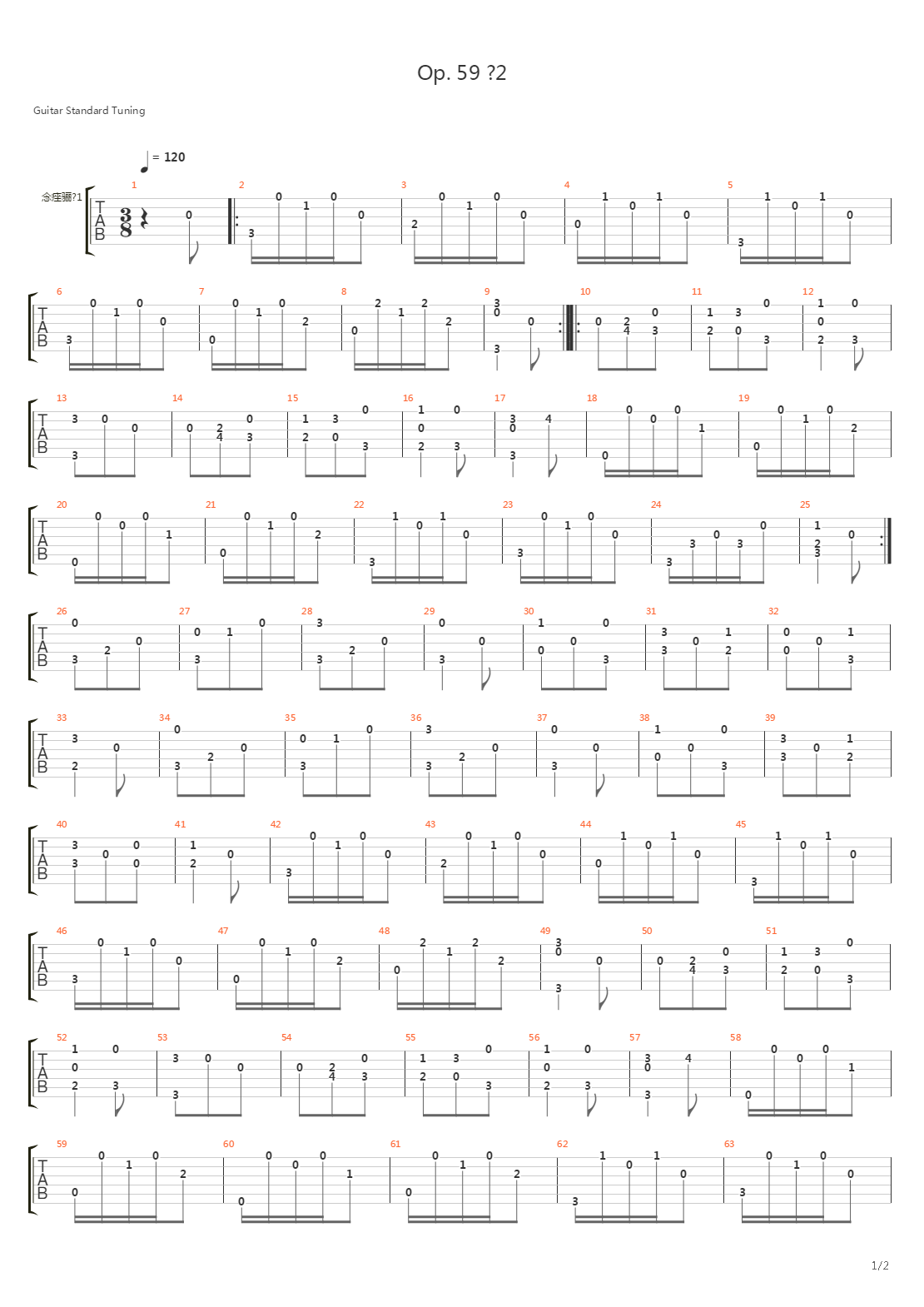 Opus 59 No 2吉他谱