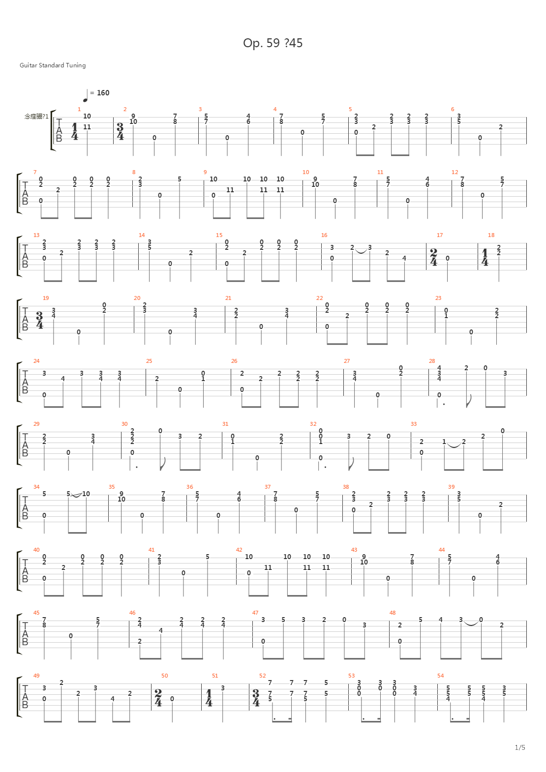 Opus 59 No 45吉他谱