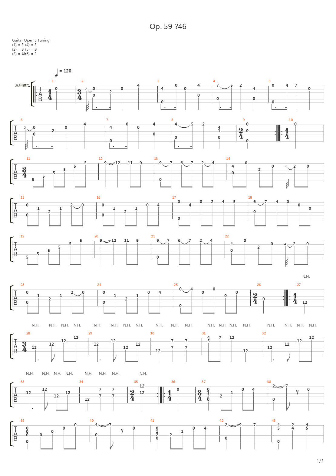 Opus 59 No 46吉他谱