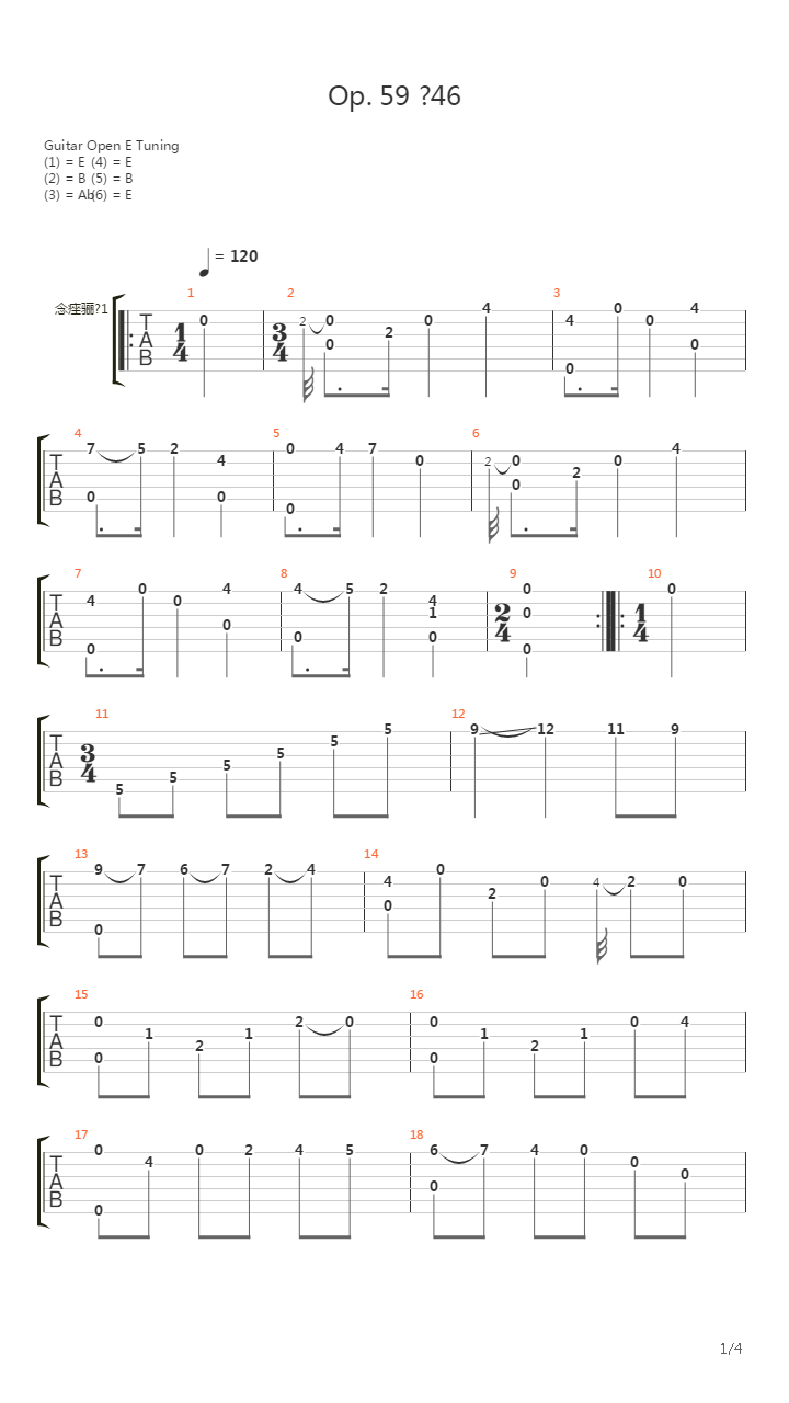 Opus 59 No 46吉他谱