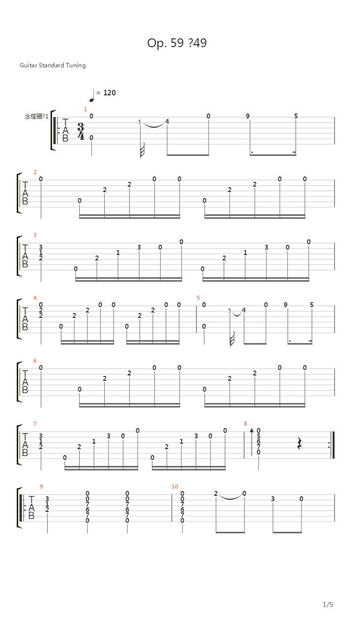 Opus 59 No 49吉他谱