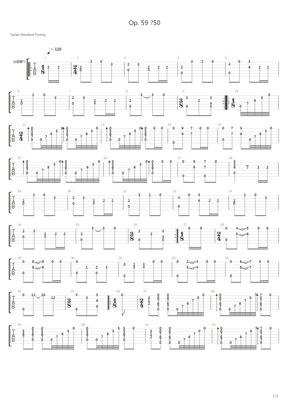 Opus 59 No 50吉他谱
