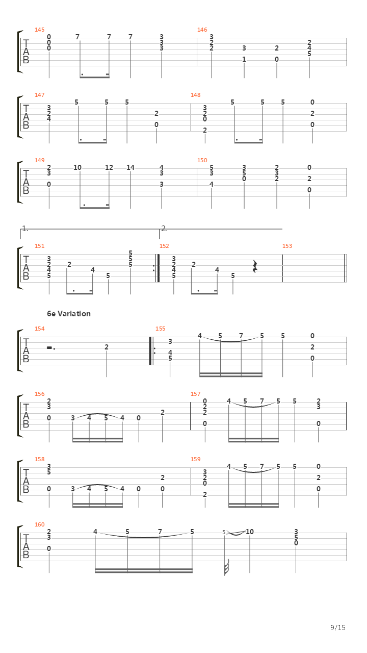 Opus 6 - Introduction, Theme, Variations & Finale吉他谱