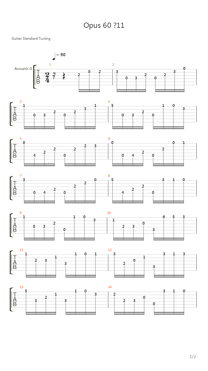 Opus 60 No 11吉他谱