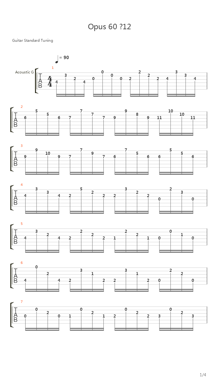 Opus 60 No 12吉他谱