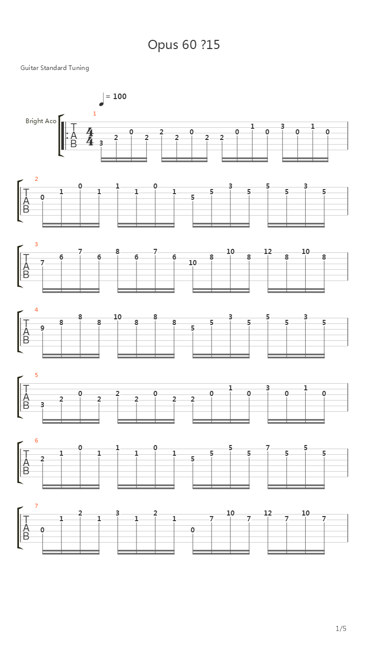 Opus 60 No 15吉他谱