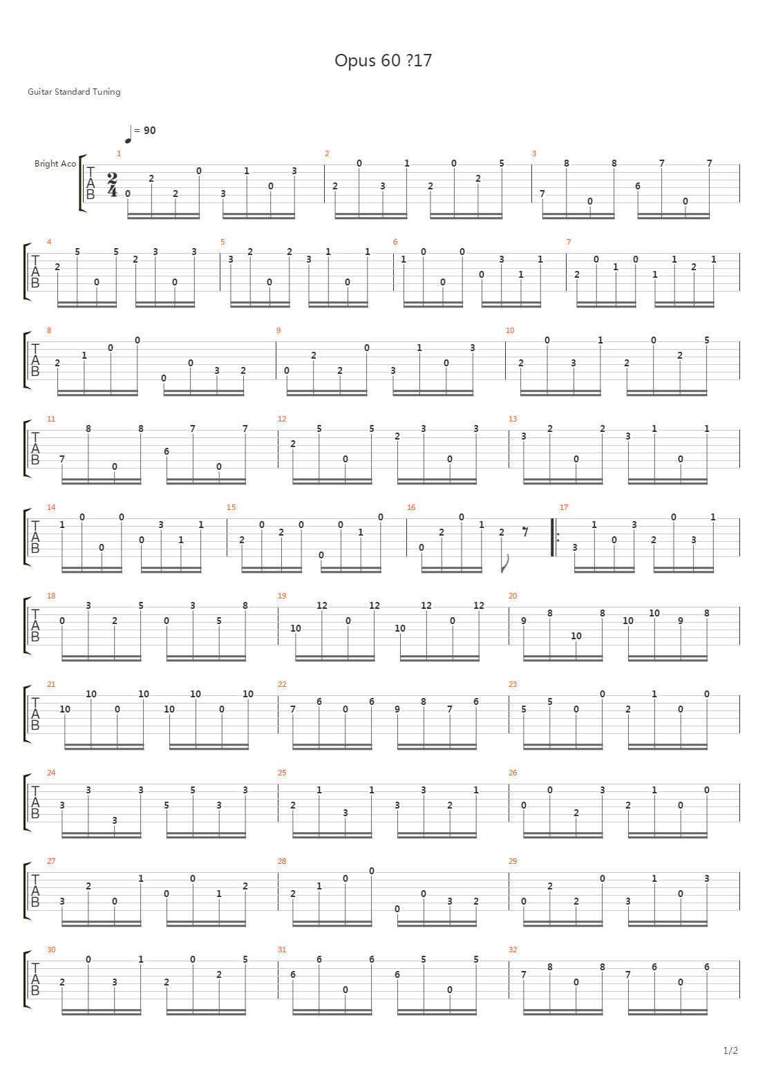 Opus 60 No 17吉他谱