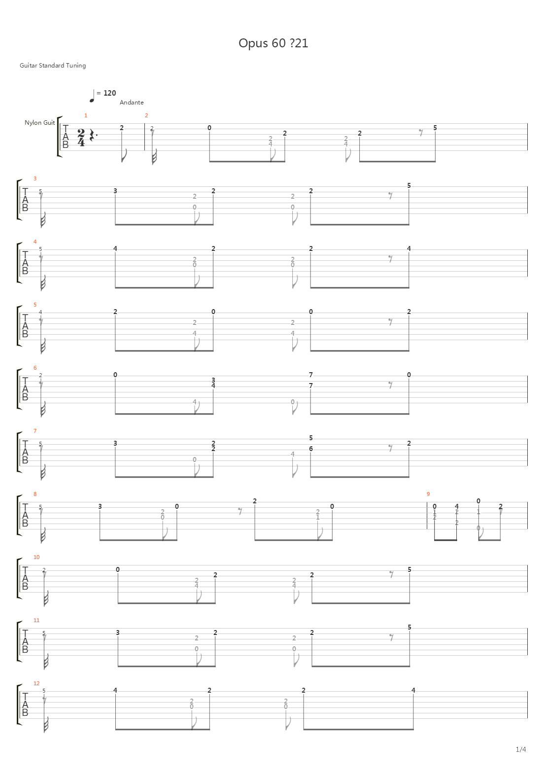 Opus 60 No 21吉他谱