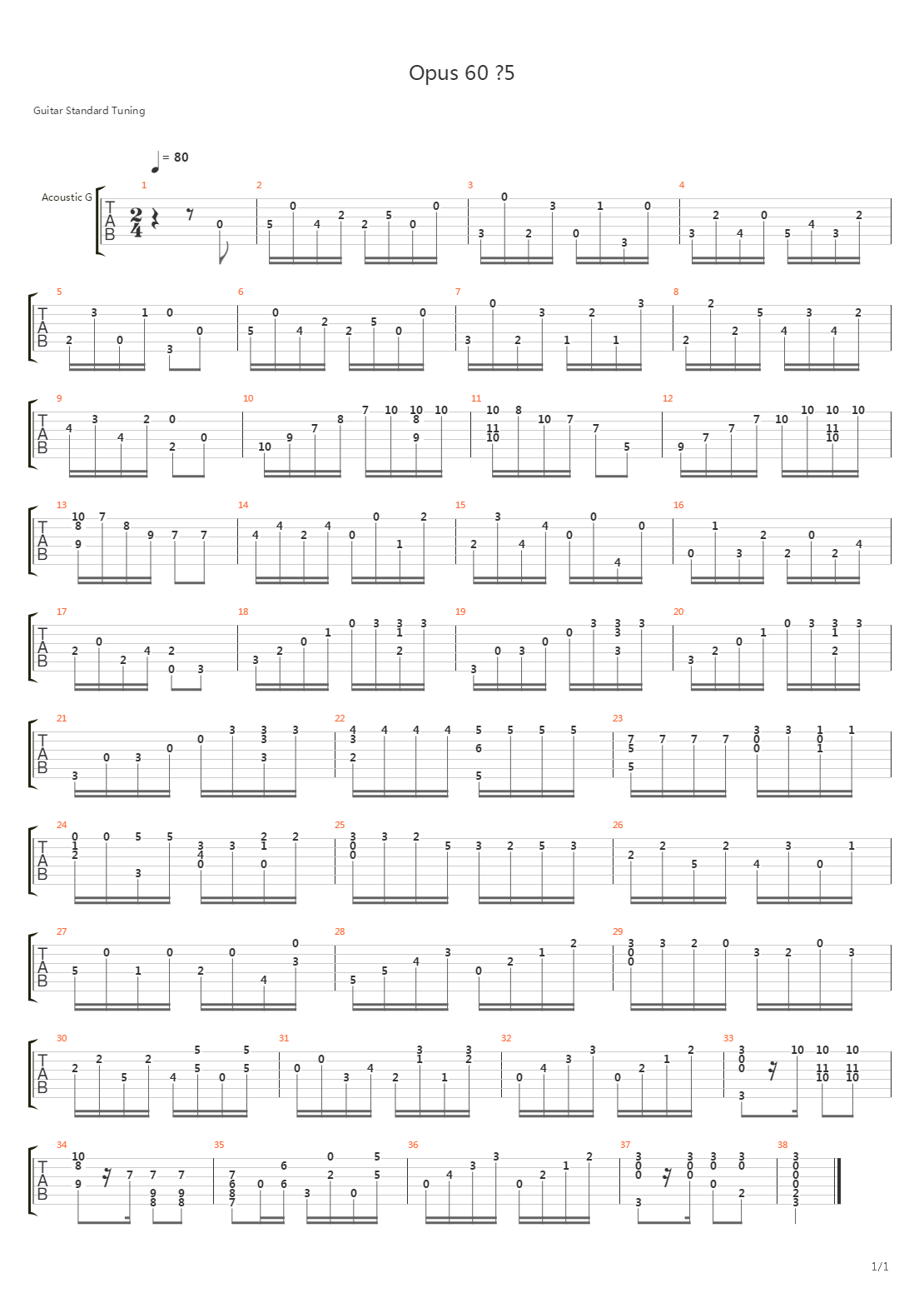 Opus 60 No 5吉他谱