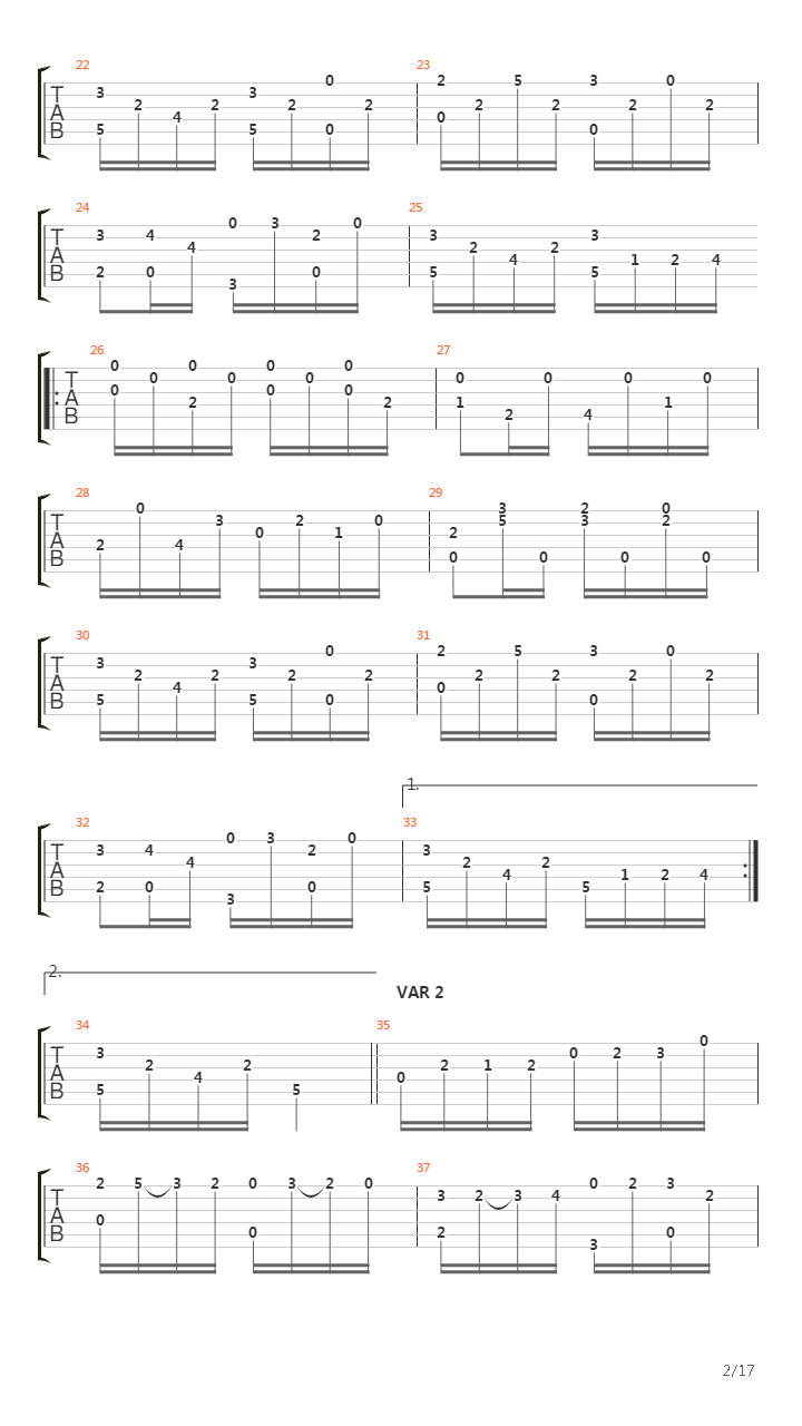 Opus 7 - Thema & Variations吉他谱