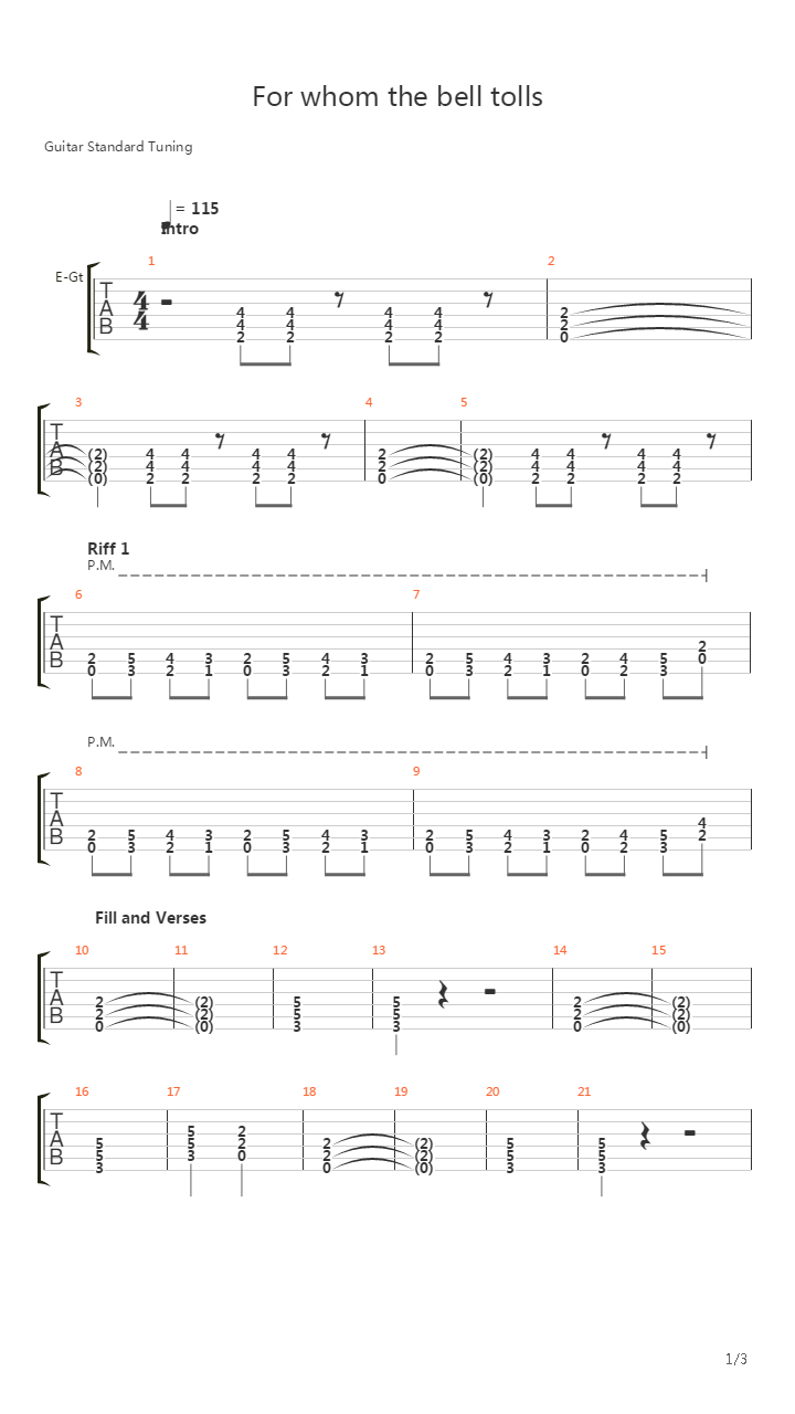 For Whom The Bell Tolls (Guitar & Bass Cover)吉他谱