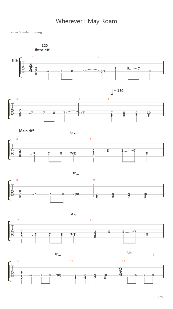 Wherever I May Roam (Guitar & Bass Cover)吉他谱