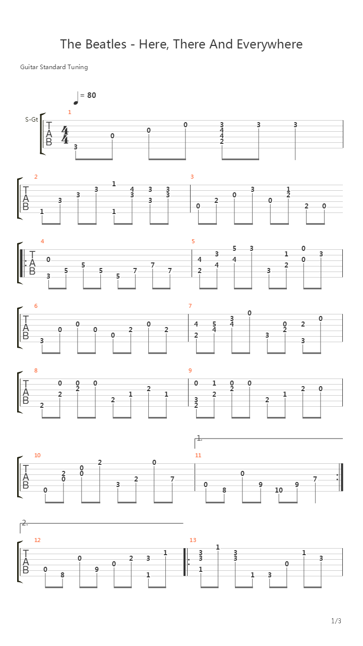 Here, There And Everywhere (arr. by Алексей Обечайка)吉他谱