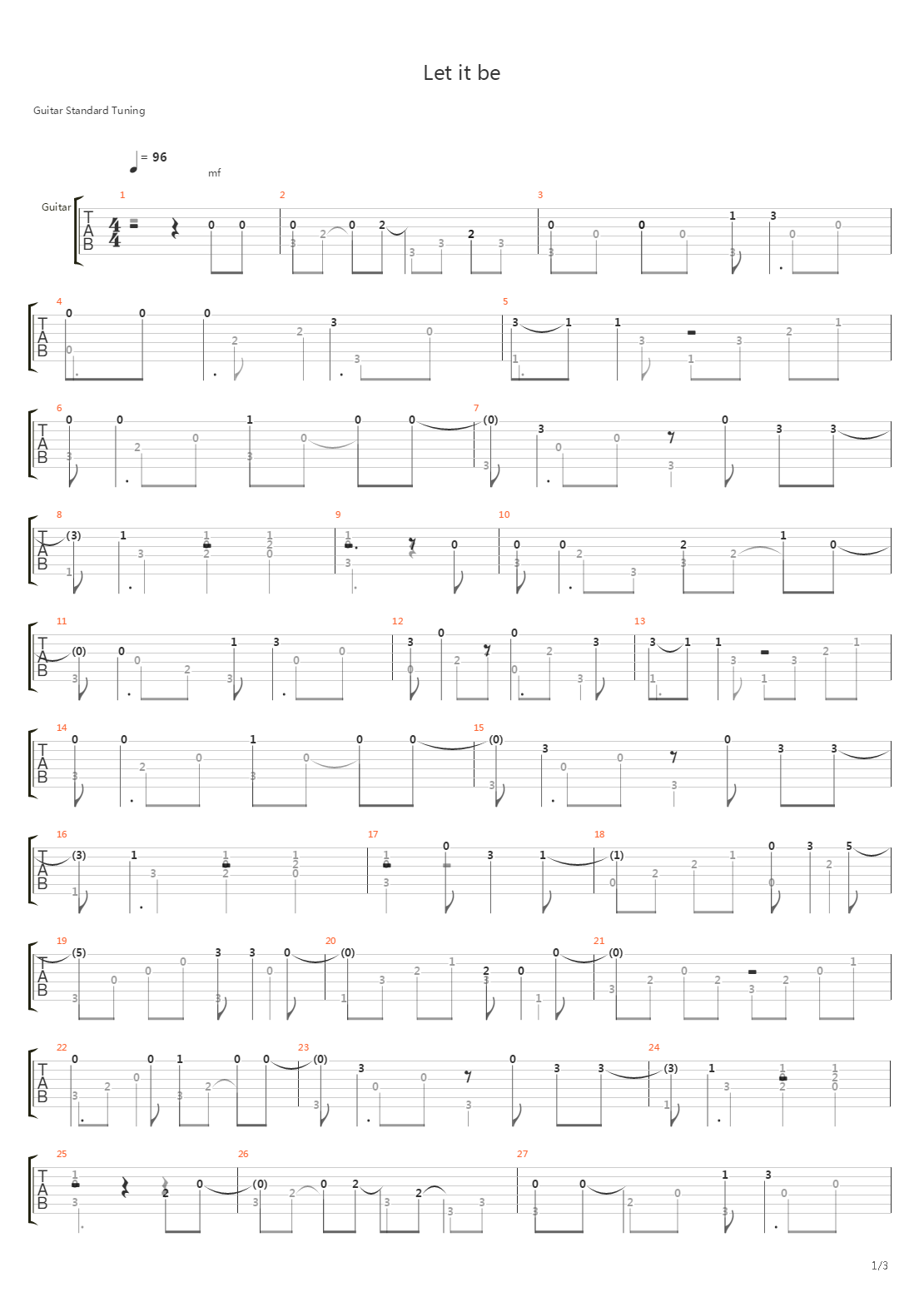 Let It Be (Fingerstyle)吉他谱